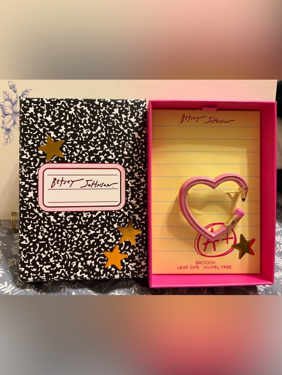 Betsey Johnson Jewelry - Betsey Johnson Hot Pink Heart Brooch in Branded Box